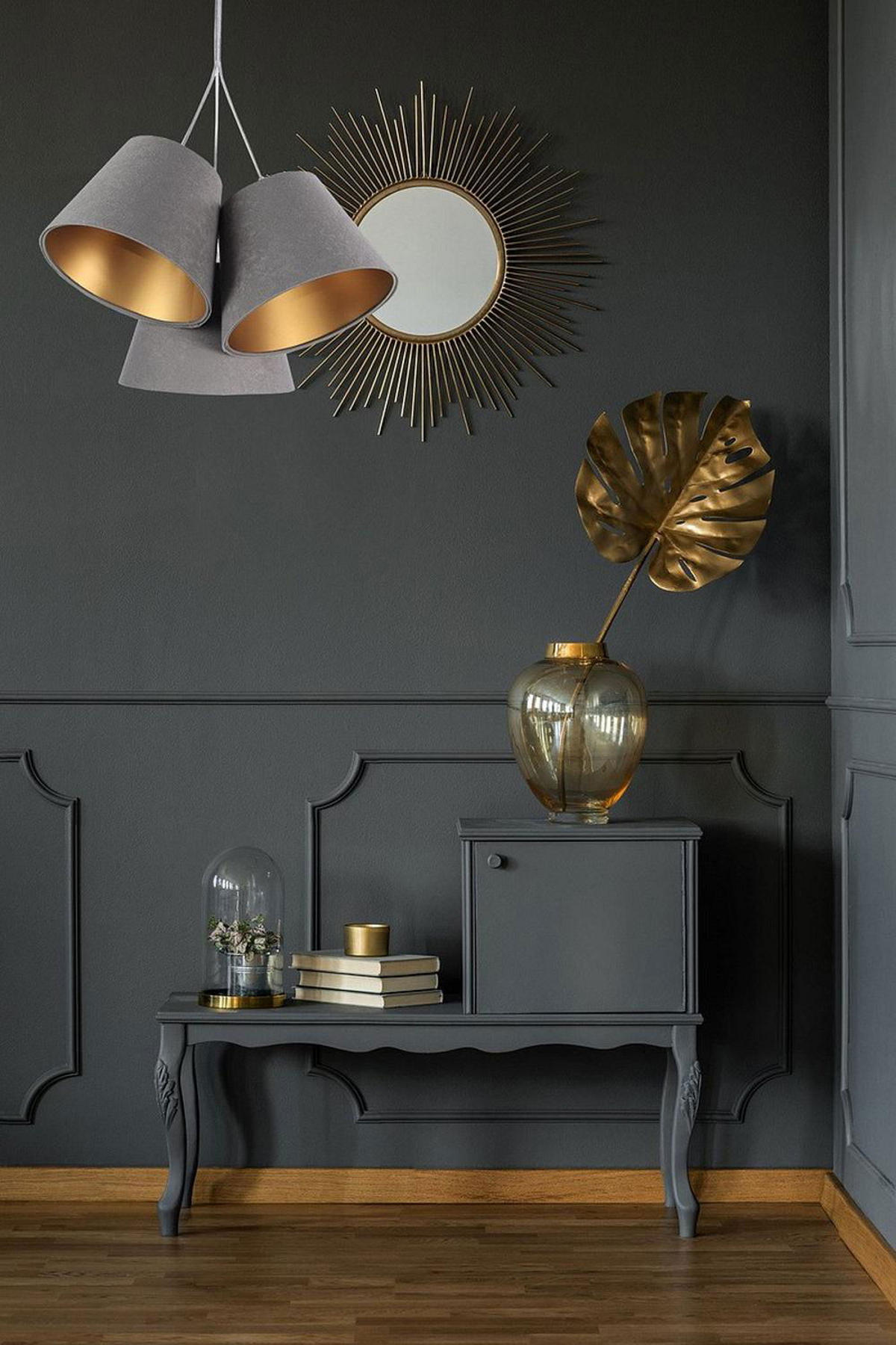 HÄNGELEUCHTE Grau 26/19 cm - Goldfarben, Kunststoff (26/0.8/19cm) - ONZENO