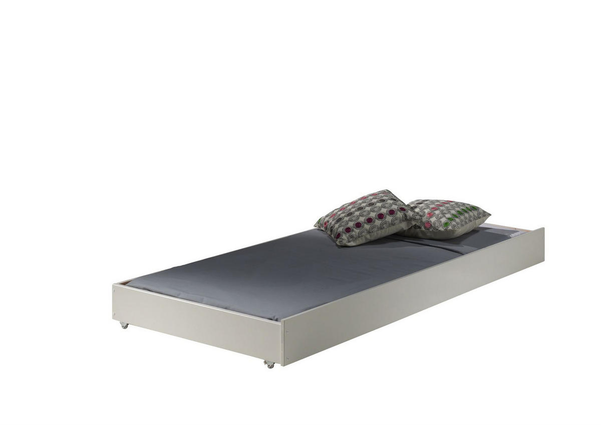 EINZELBETT 90x200 Kiefer weiß robust stabil mit Bettschublade - Weiß, Holz (90/200cm) - 58aufmkessel