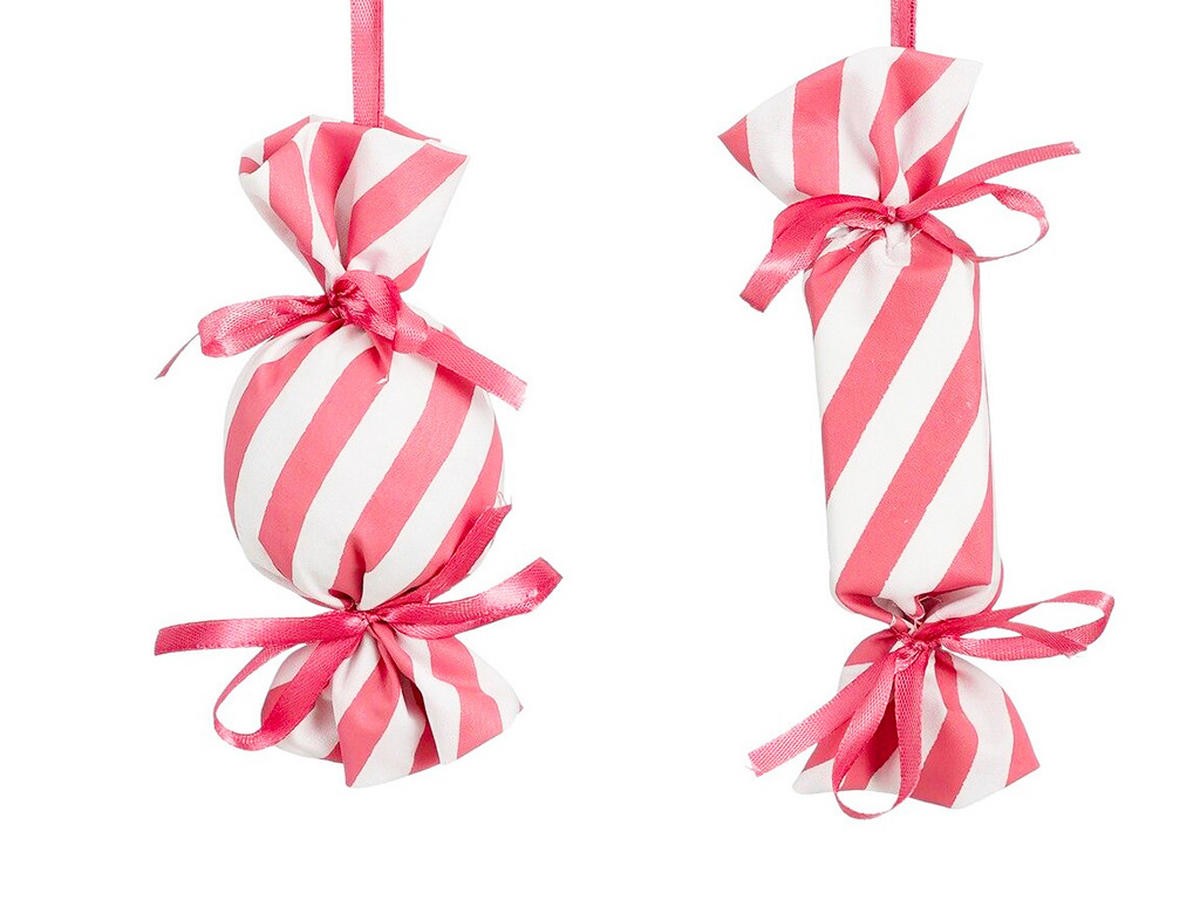 WEIHNACHTSBONBONS 2er-Set rosa-weiß 13 cm - Pink/Weiß, Kunststoff (5/13/5cm) - LAALU