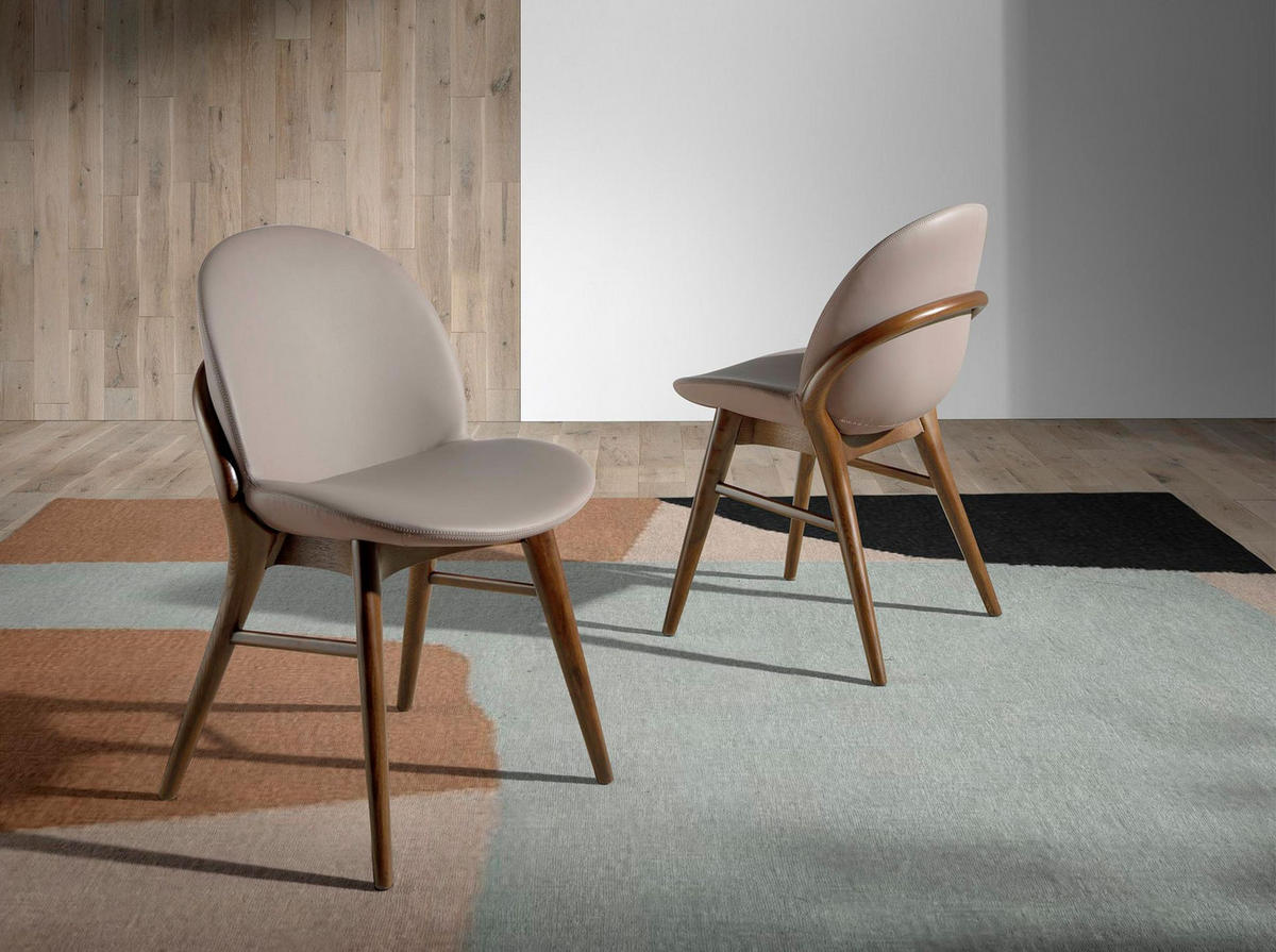 STUHL aus nerzfarbenem Stoff 47/59/81 cm - Taupe/Fango, Leder/Holz (47/81/59cm) - ANGEL CERDA