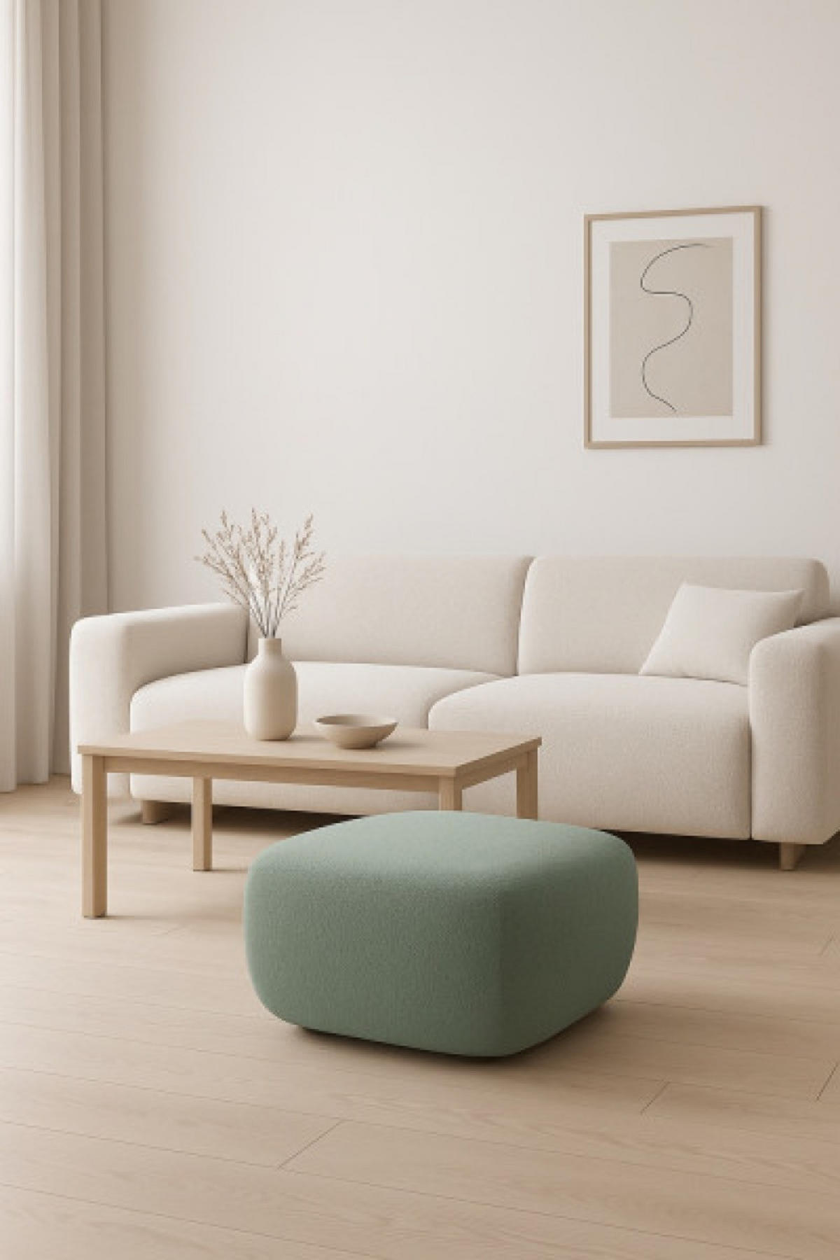 POUF Mint Abriamo Stoff Auf Schwarzen Niedrigen Beinen - Grün, Textil (75/39/75cm) - Sepro Meble