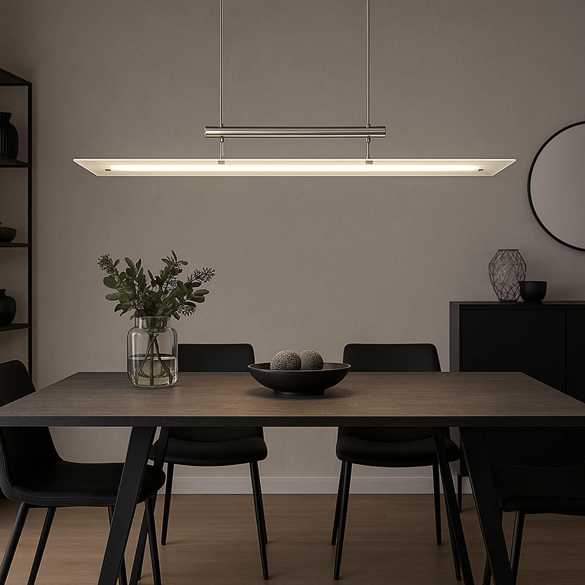 LED HÄNGELEUCHTE Chrom Silber satiniert - Silberfarben, Metall (98.5/9.8/160cm)