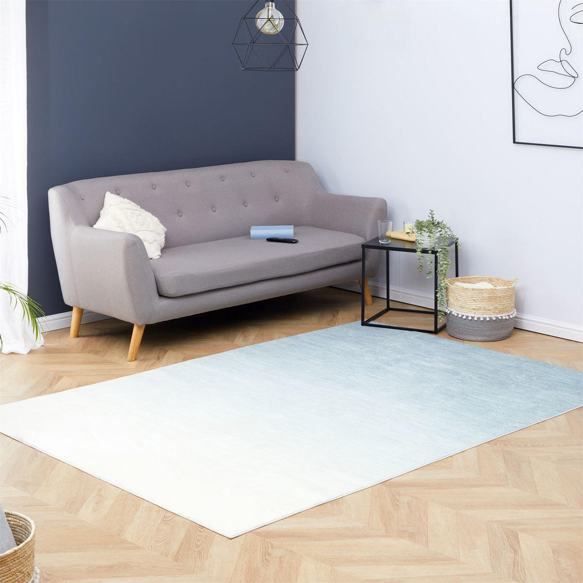 TEPPICH OMBRE - Hellblau, Textil (160/230cm) - IDIMEX