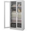 VITRINENSCHRANK abschließbar ELLO mit Glastüren 185x90x40cm Grau - Grau, Metall (90/185/40cm) - DELUKE