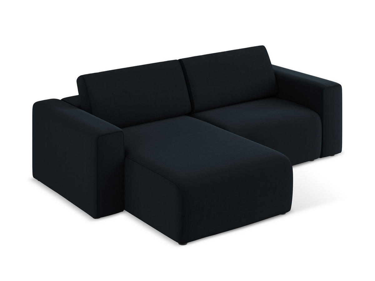ECKSOFA Links Samt Stoff Blau - Blau/Schwarz, Kunststoff/Textil (167/224cm) - Makamii
