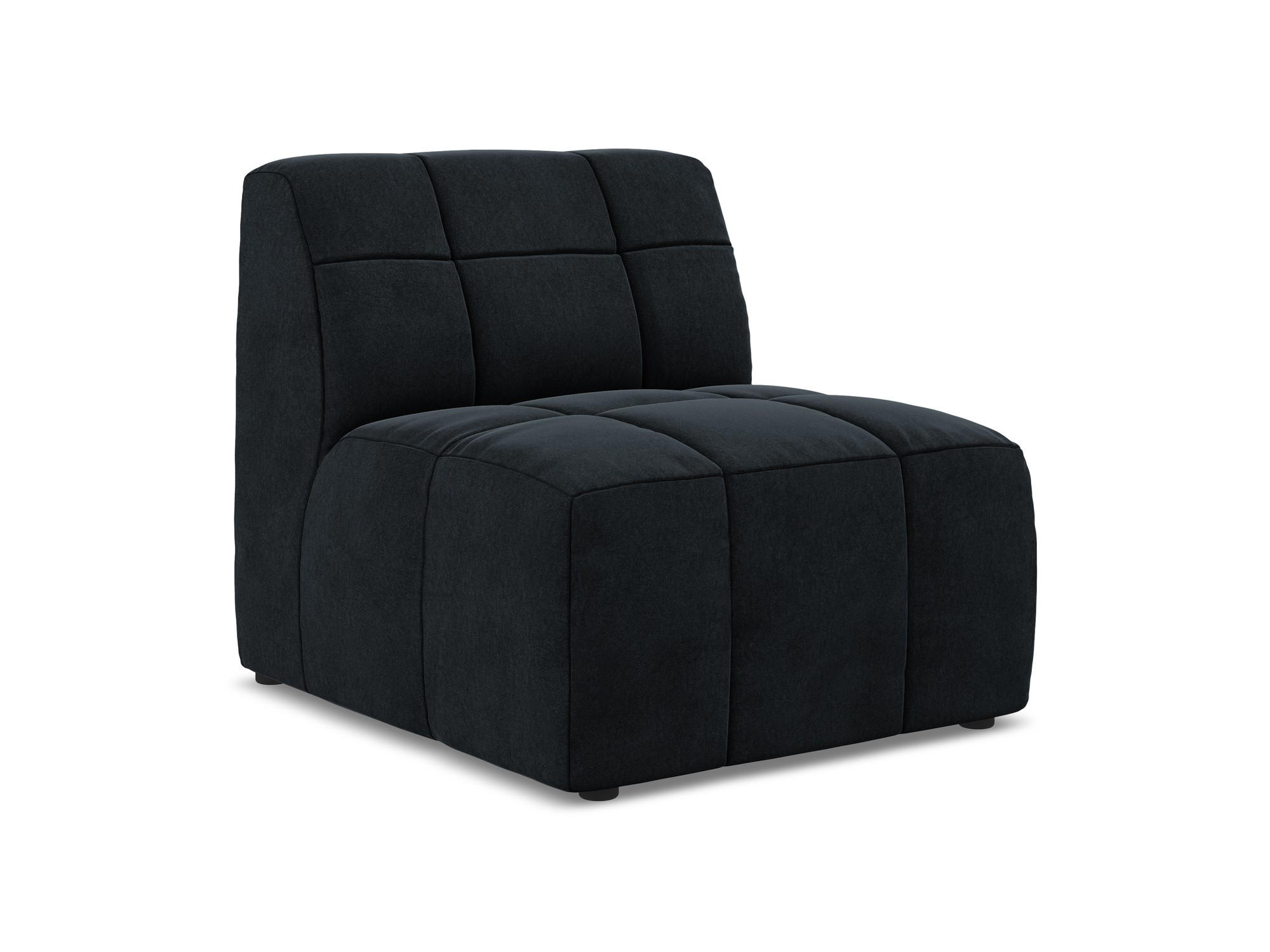 SOFAELEMENT Samt Stoff Blau - Türkis/Schwarz, Holzwerkstoff/Kunststoff (75/77/90cm) - Makamii
