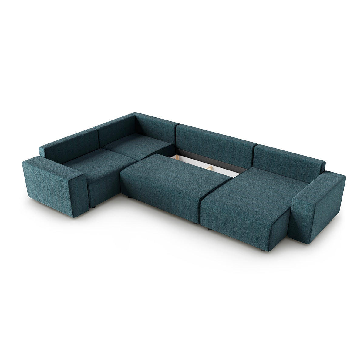 PANORAMASOFA Lorenzo 5 Sitzplätze Blau - Blau, Holz (378/85/236cm) - Petits-meubles
