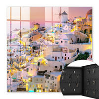 SCHLÜSSELBOX Schwarz 30x30 cm- Türöffnung nach rechts - Griechische Landschaft - Weiß, Metall (30/30/5cm) - TULUP