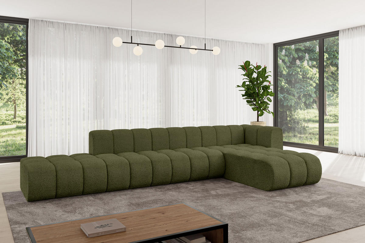 ECKSOFA modulares Sofa Zuvon-L2 - 387x177x70 cm Grün - Grün, Holzwerkstoff/Textil (387/177cm) - ALTDECOR