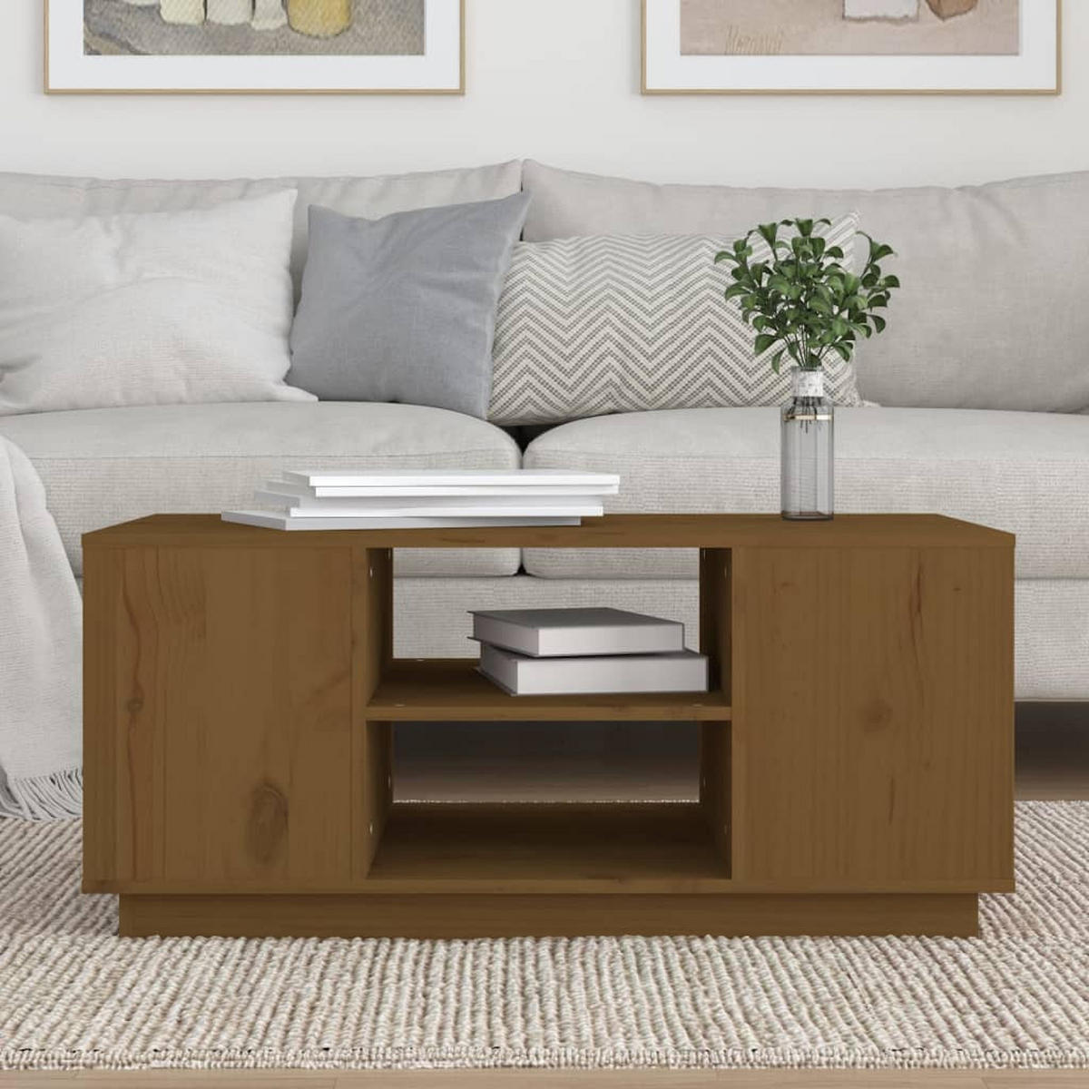 COUCHTISCH Honigbraun 90x49x40,5 cm Massivholz Kiefer - Braun, Holz (90/49/40.5cm) - furnicato