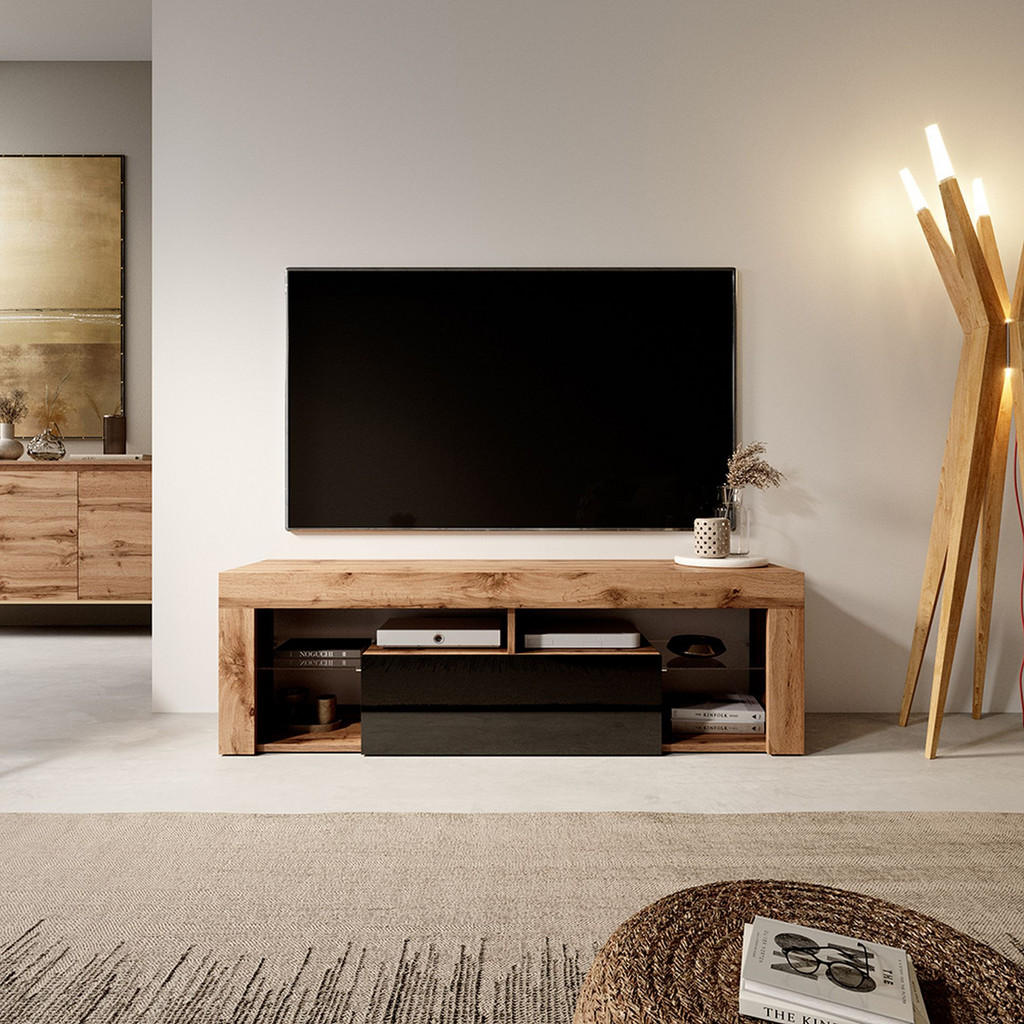 Thumbnail - Selsey Tv-Hängeboard, Eiche, Holzwerkstoff, 5 Fächer, Rechteckig, 140x50.5x35 cm, Wohnzimmer, Wohnwände, Lowboards, Lowb...