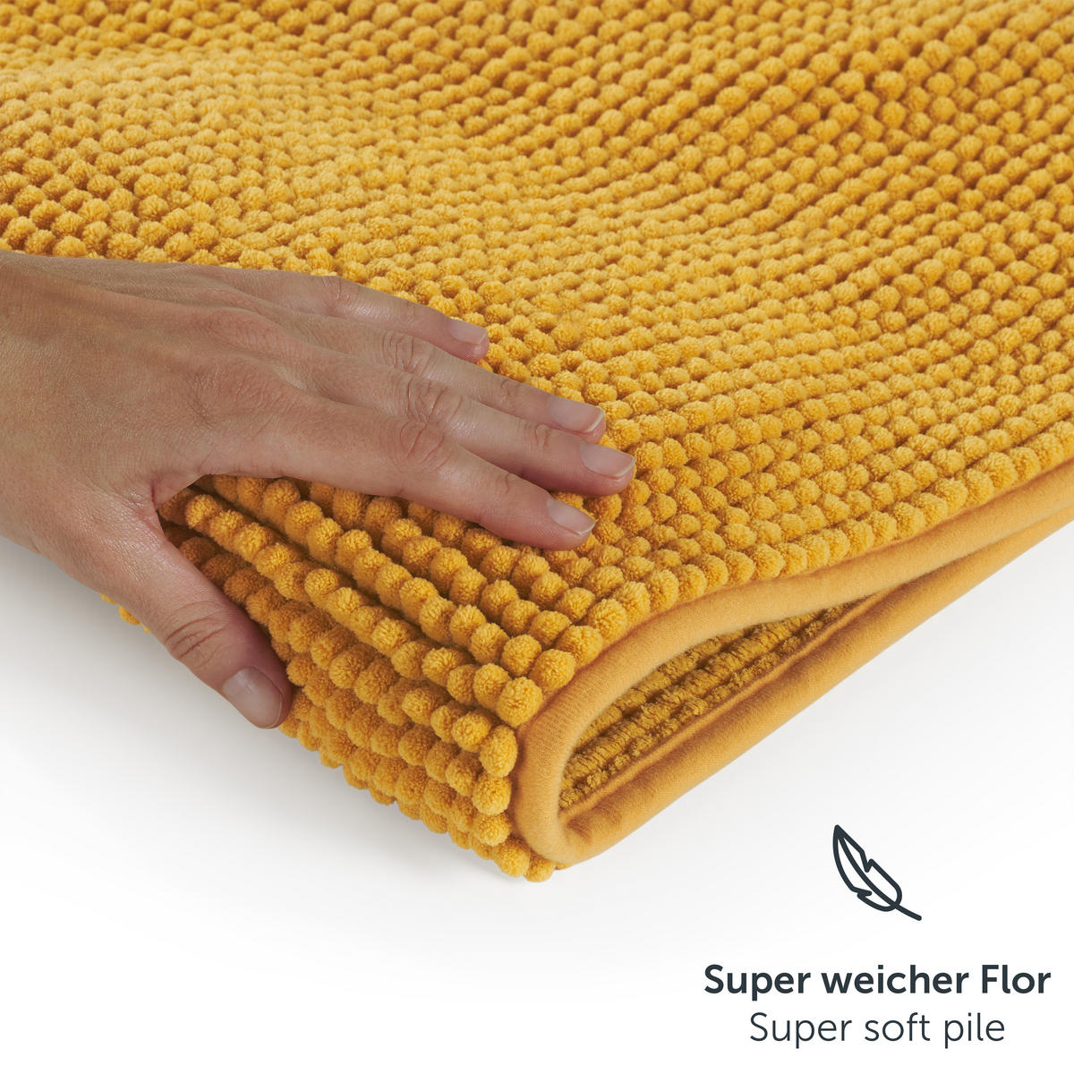 BADEMATTE Hochflor Chenille, 60x120 cm, Gelb - Gelb, Textil (60/120cm) - Blumtal