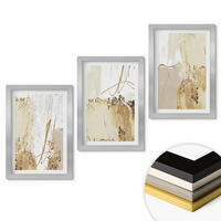 WANDBILDER 3er Set - 20x30 cm Silberner Rahmen - Abstrakte Muster beige weiß - Silberfarben, Kunststoff (20/30cm) - ArtPrintCave