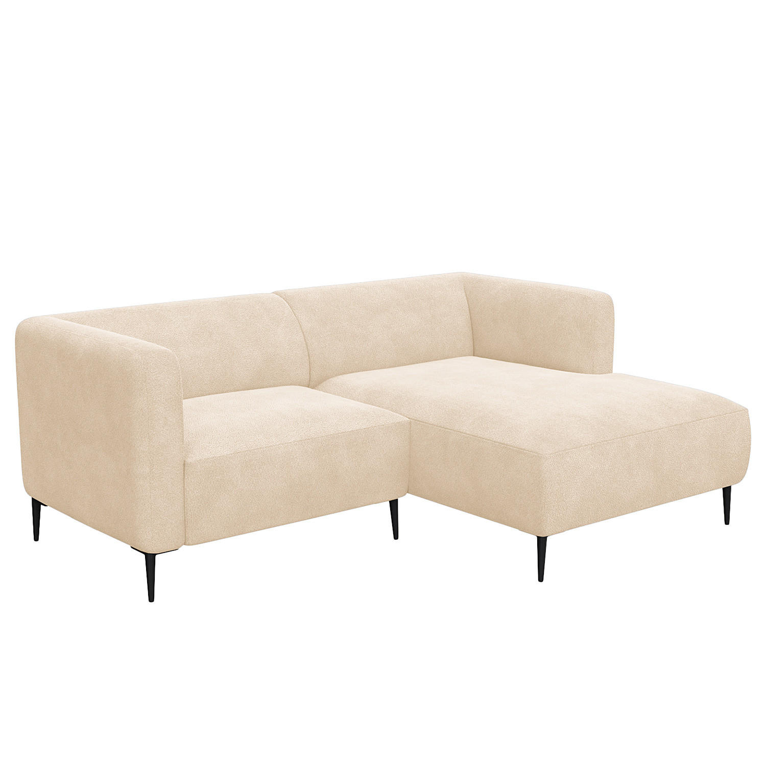 1,5-SITZER ECKSOFA mit Longchair - Beige/Schwarz, Textil/Metall (211/148cm) - home24