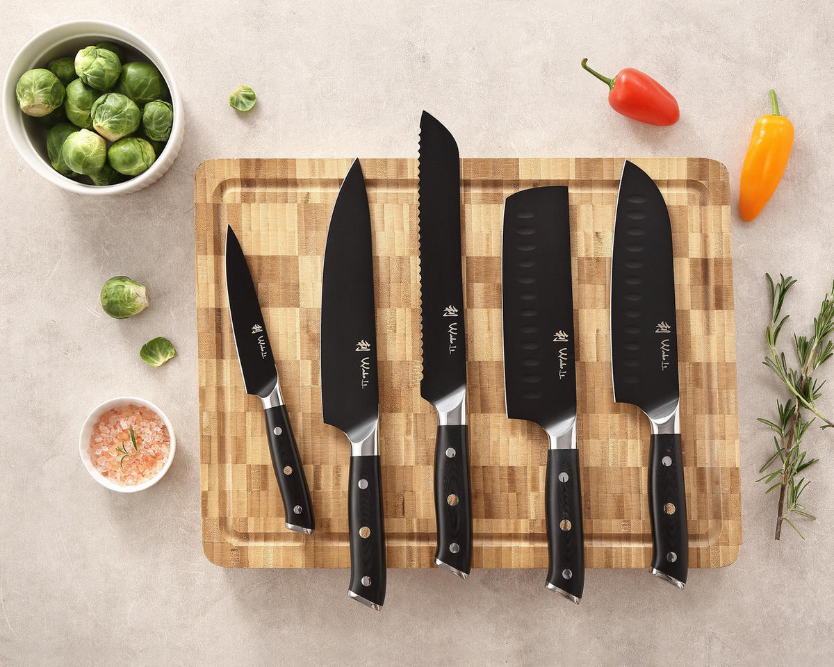 MESSER-SET 6-TEILIG 12,5–21 cm - Schwarz, Holz/Metall (1/1/1cm) - Wakoli