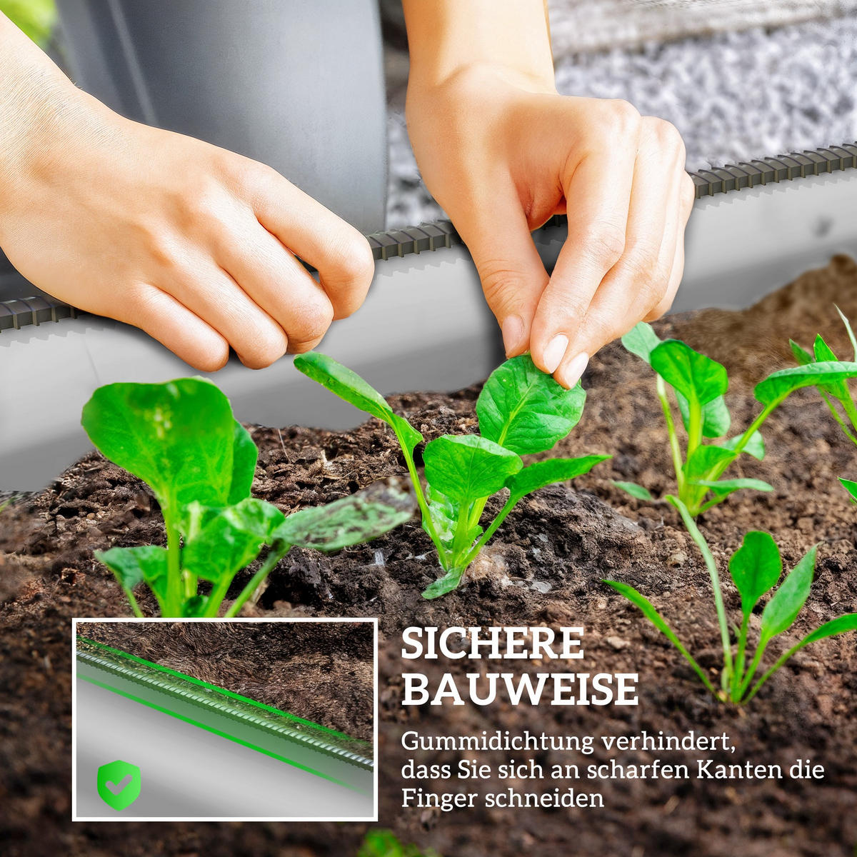 PFLANZENBEET, Kräuterbeet für Garten, Balkon, Silber, 150 x 62 x 30 cm - Silberfarben, Metall (62/30/150cm) - Outsunny