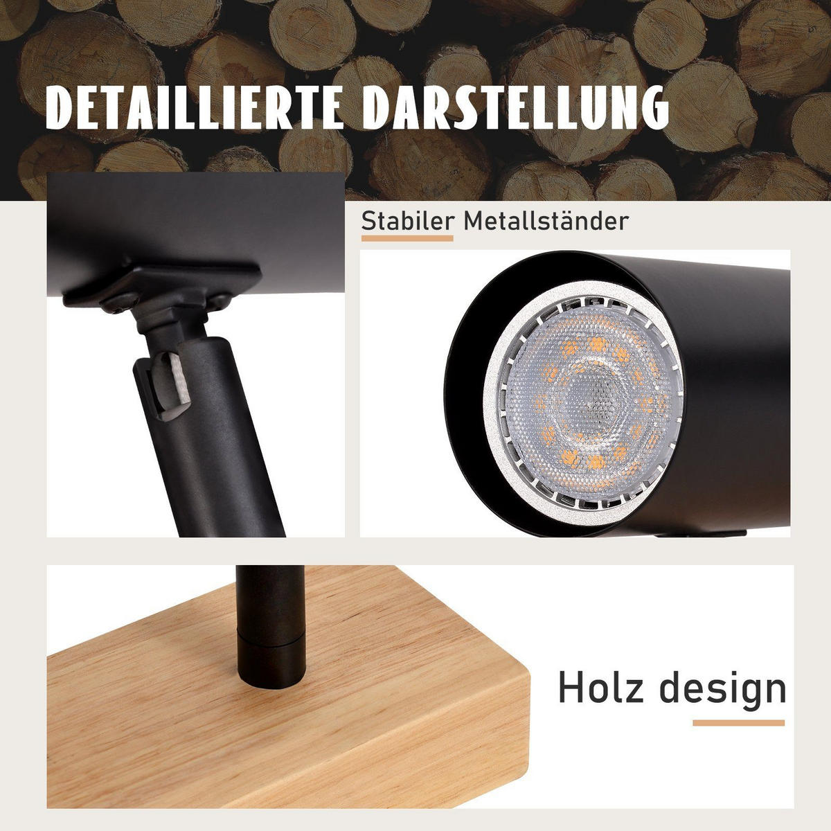 DECKENSTRAHLER Shippou 16/10/19cm - Schwarz, Metall (16/10/19cm) - ZMH