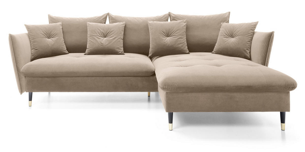 ECKSOFA 260 cm Sagir mit Schalffunktion, Bettkasten, Rechts - Braun - Schwarz/Braun, Holz (258/167cm) - Emporius