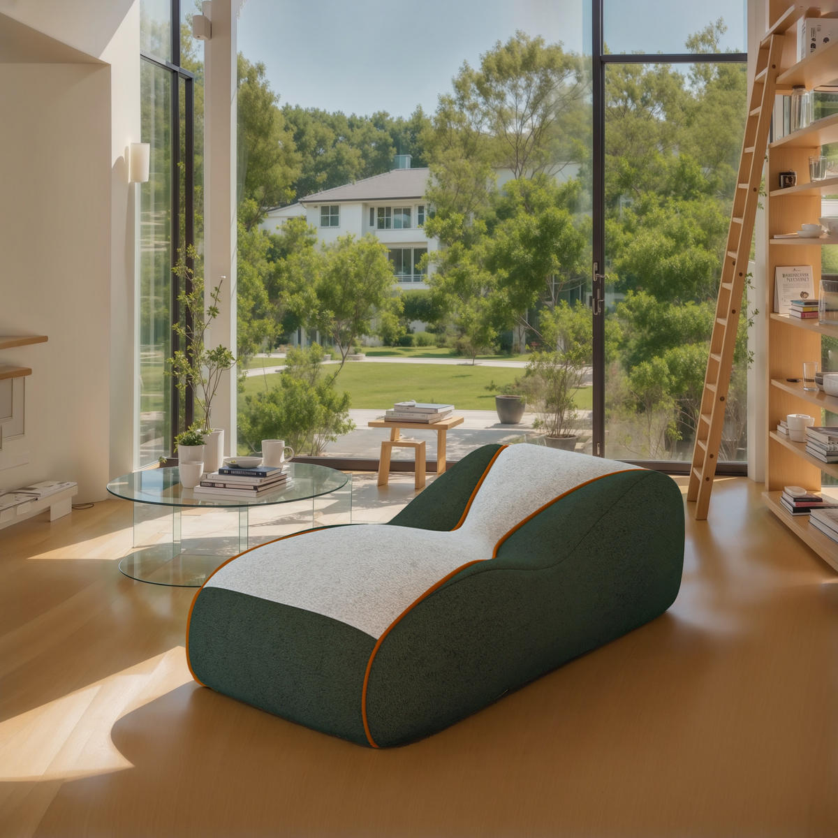 LOUNGE Sessel in Salbeigrün 165cm - Weiß/Grün, Textil (165/55/80cm) - Vercart