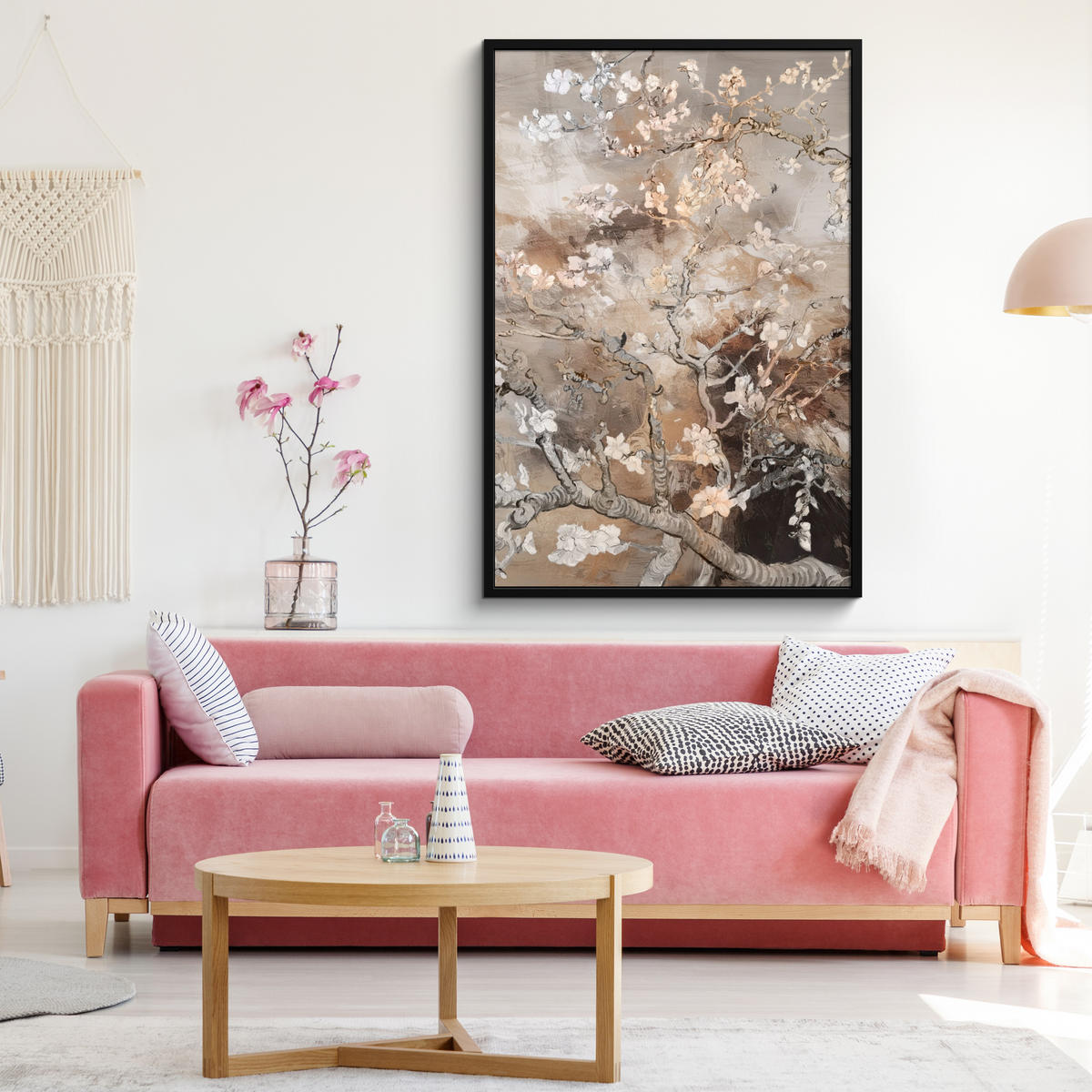 GERAHMTES BILD Mandelblüte - Kunst - Van Gogh - Beige - Abstrakt 80x120 cm - Braun, Papier (80/120cm) - MuchoWow