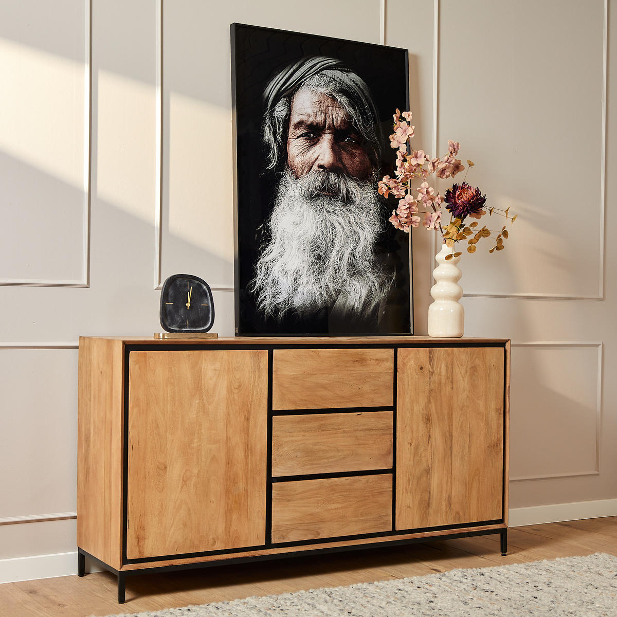 SIDEBOARD Hardwood Mangoholz 160 cm / 45 cm Natur - Naturfarben, Holz (160/85/45cm) - Villa Möbel