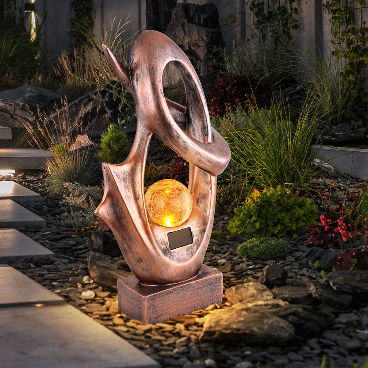 LED AUSSENLEUCHTE Bronze Glas Crackle Design - Bronzefarben, Kunststoff (25.5/11/45cm) - Globo Lighting