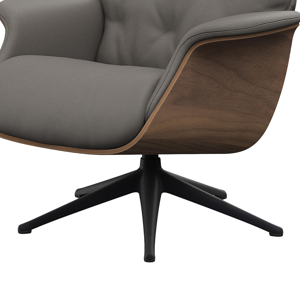 RELAXSESSEL - Echtleder - Schwarz/Grau, Leder/Metall (83/112/83cm) - home24