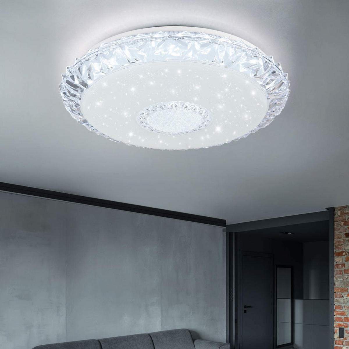 LED DECKENLEUCHTE Kristalloptik Weiß - Weiß, Metall (50/50/10cm)