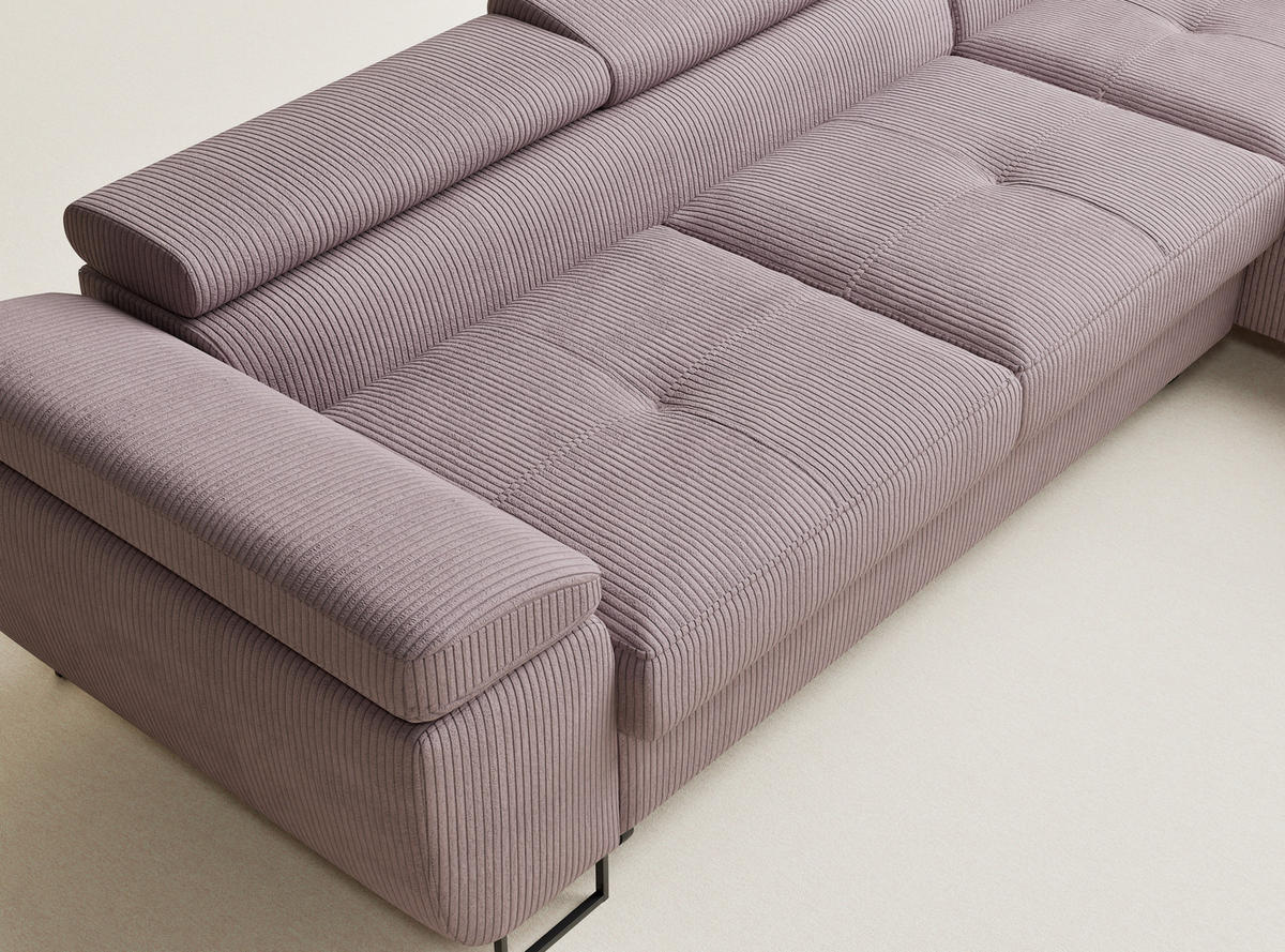 ECKSOFA MIT SCHLAFFUNKTION Concord Lila Samtstoff - Lila/Schwarz, Holz/Holzwerkstoff (277/203cm) - Maison de Reve
