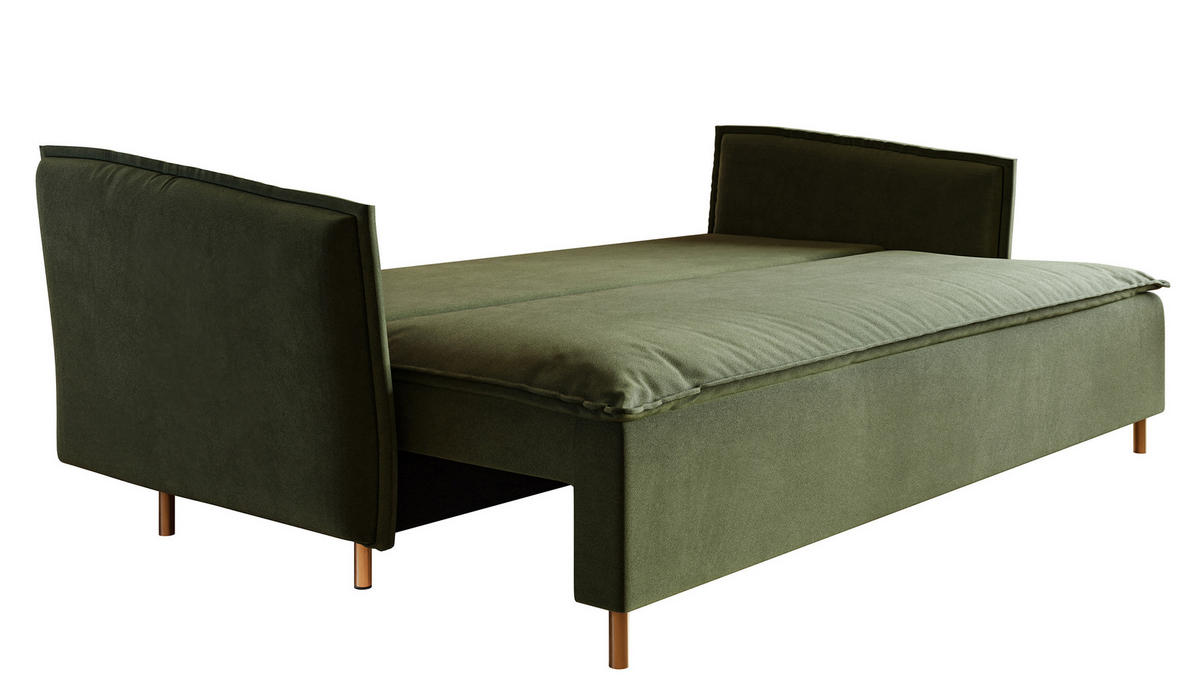 SCHLAFSOFA Ummo Olivgrün Velours - Goldfarben/Olivgrün, Textil/Metall (230/88/90cm) - Selsey