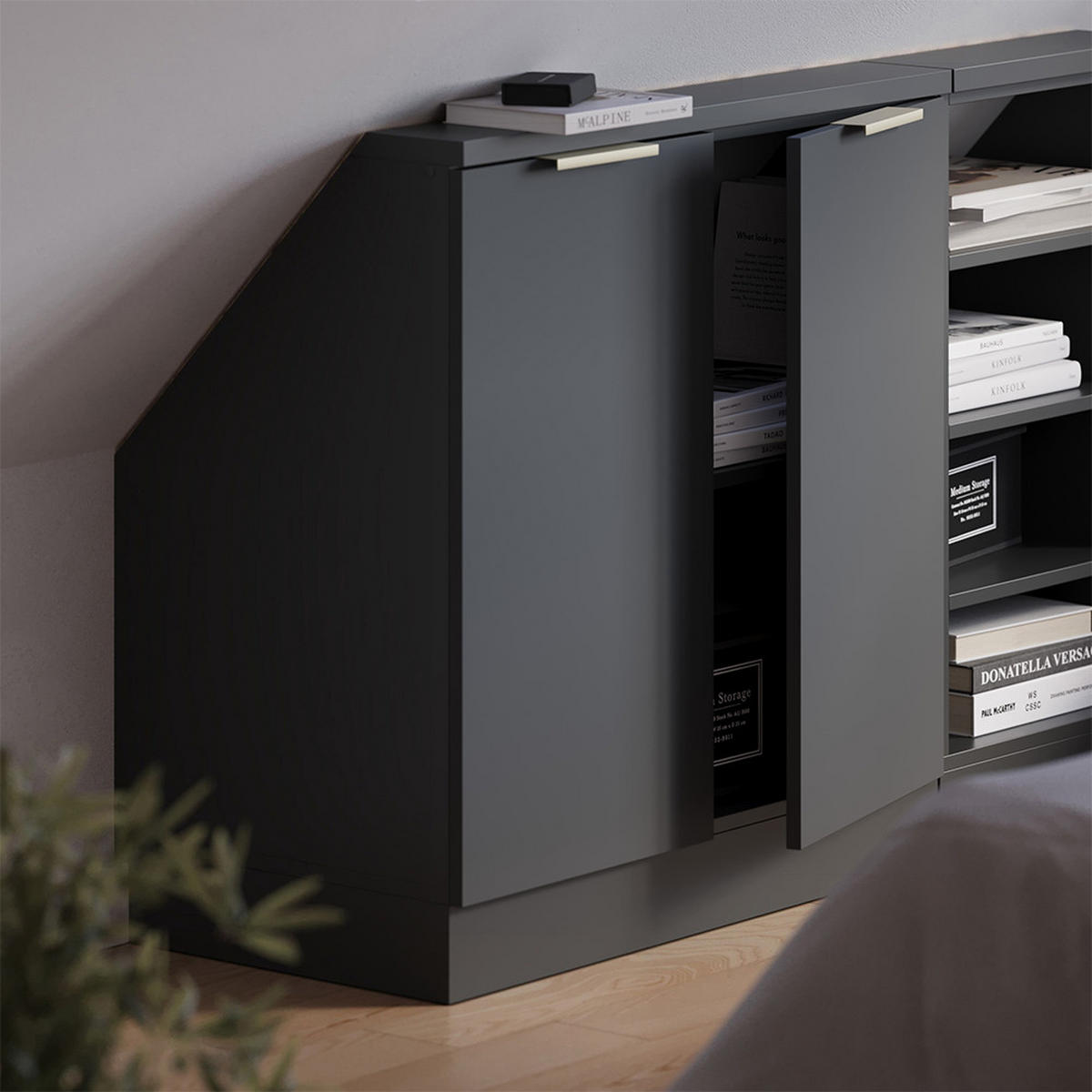 ŠIKMÁ SKŘÍŇ Rion Antracitově zlatý - antracitová, kompozitní dřevo (80/81.6/46cm) - Vicco