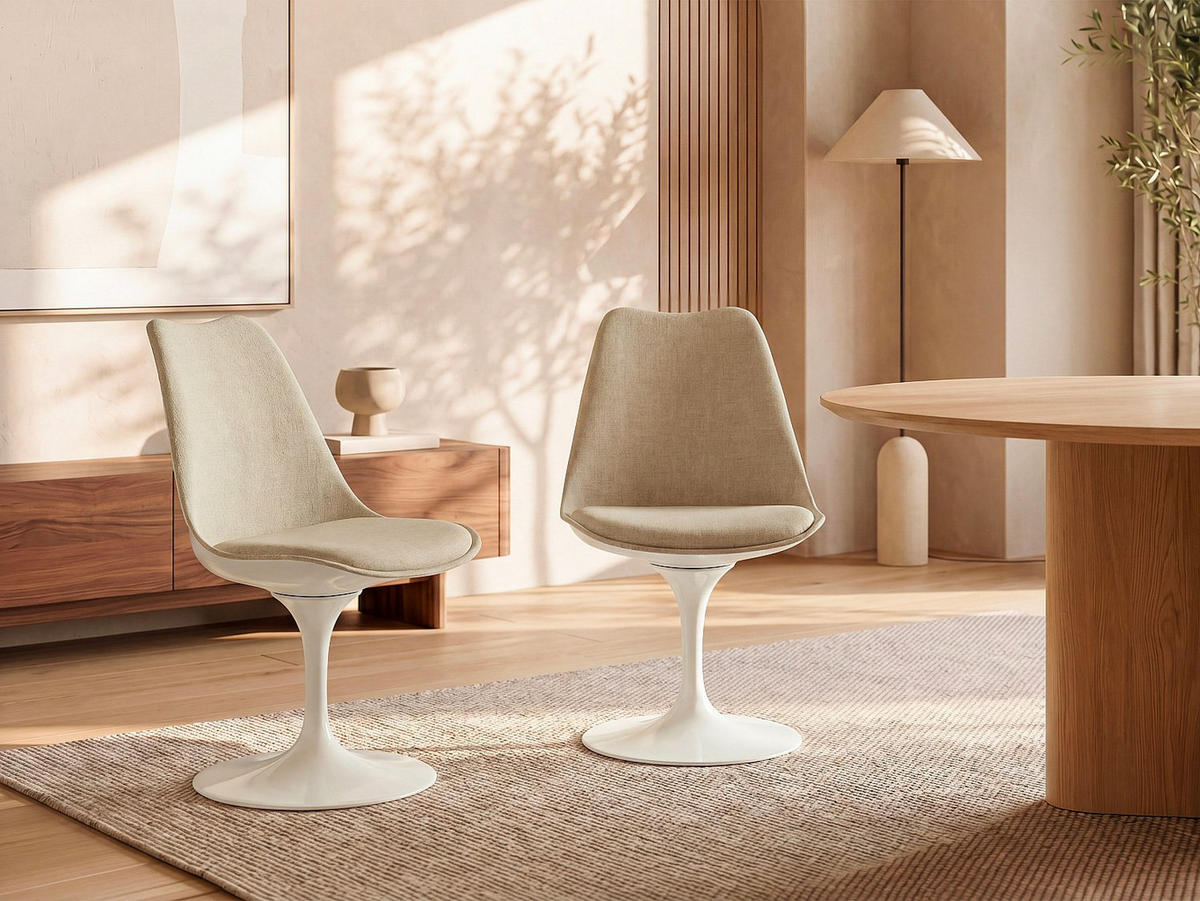STUHL - 48 cm x 61.5 cm - stoff - beige, weiß Xafy - Beige/Weiß, Textil (48/79.5/61.5cm) - Vente-Unique