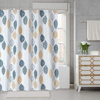 DUSCHVORHANG 180 x 180 cm Pflanze Blätter Blumen Polyester wasserdicht mit Haken Badezimmer - Weiß, Textil (180/180cm) - MCBOSON