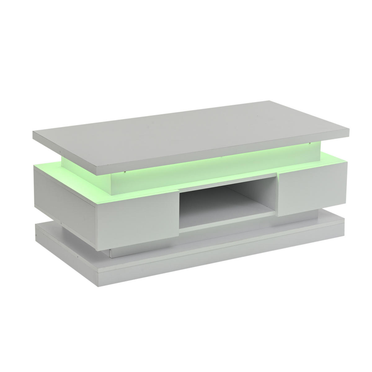 COUCHTISCH höhenverstellbar 100 x 50 cm Weiß Hochglanz mit LED - Weiß, Holzwerkstoff (100/50/40cm) - Meubliv