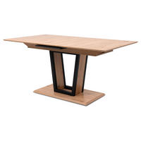 ESSTISCH Eiche Artisan, schwarz, Säulentisch ausziehbar 160 - 200 x 90 cm - Schwarz/Eiche Artisan, Holzwerkstoff/Metall (160/90/76cm) - Furn.Design