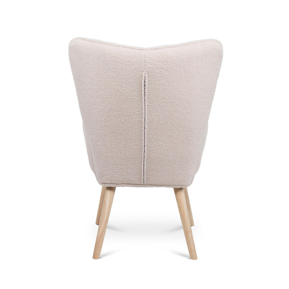 SESSEL Stella Skandinavischer aus beigem Frottee mit Nähten - Beige/Akaziefarben, Holz/Holzwerkstoff (67/102/73.5cm) - Sicaan