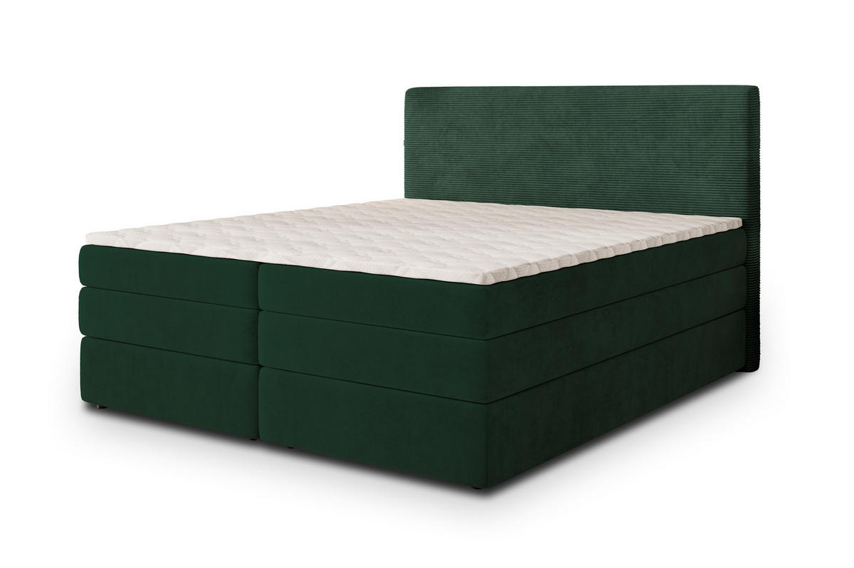 POSTEL BOXSPRING MATERN 160x200 cm, s matrací a úložným prostorem, tmavě zelená - tmavě zelená, kompozitní dřevo/textil (160/200cm) - MASSENO