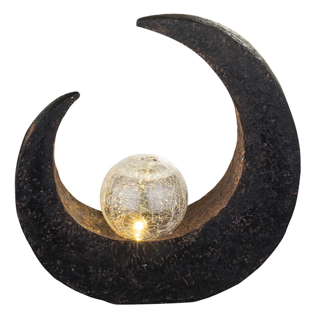 LED AUSSENLEUCHTE Mondsichel Schwarz Steinoptik - Schwarz, Glas (29.4/9/30.5cm) - Globo Lighting