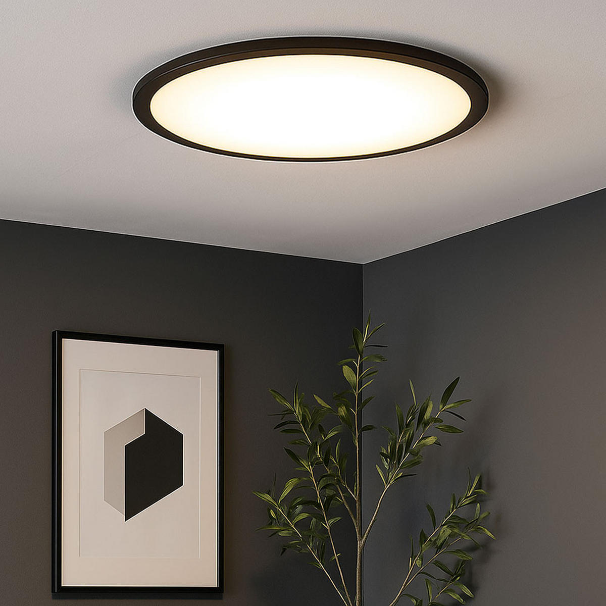 LED AUFBAU PANEL Schwarz - Schwarz, Metall (40/40/6.2cm) - Briloner