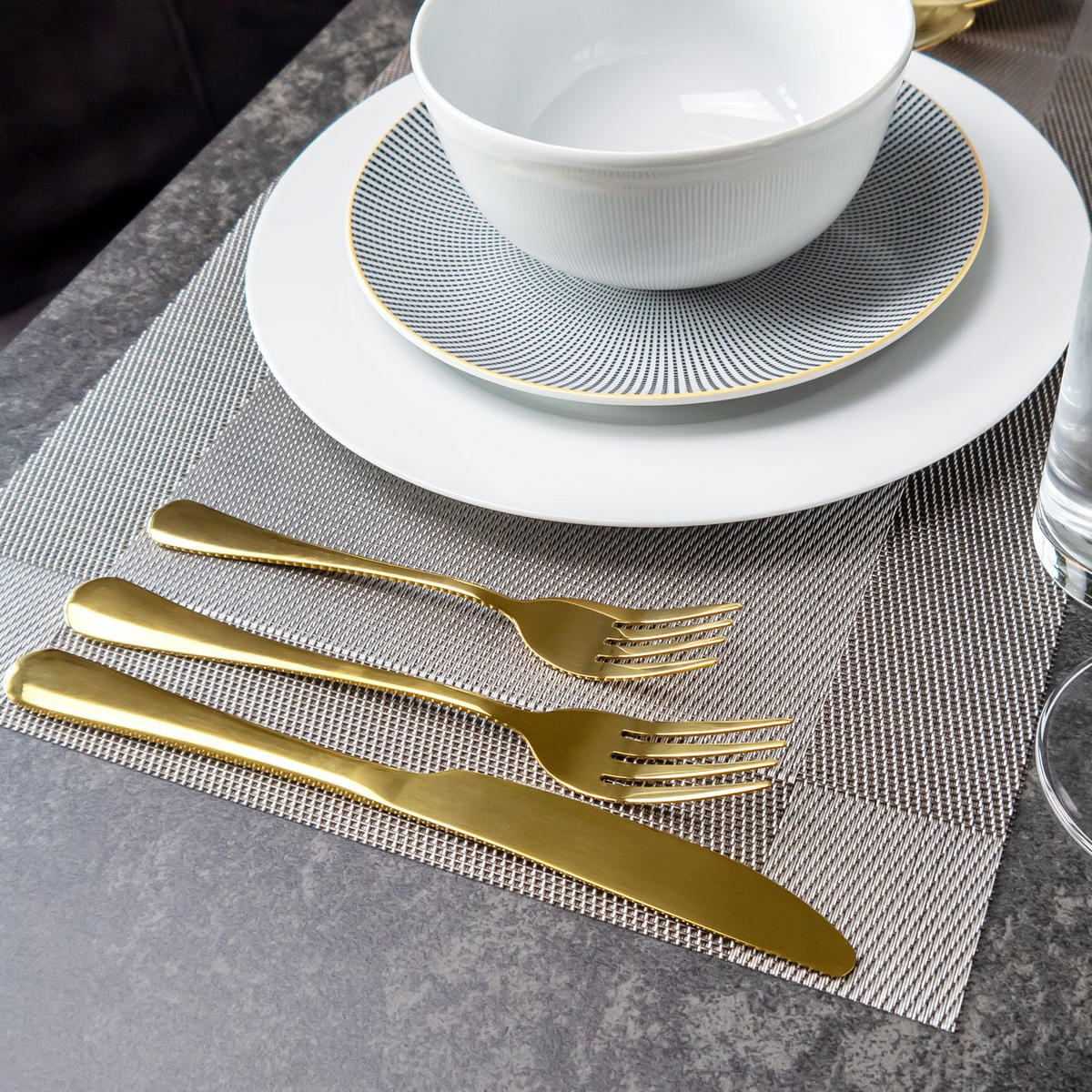 ESSBESTECK 20-teiliges Set aus Edelstahl - Goldfarben, Metall - Intirilife