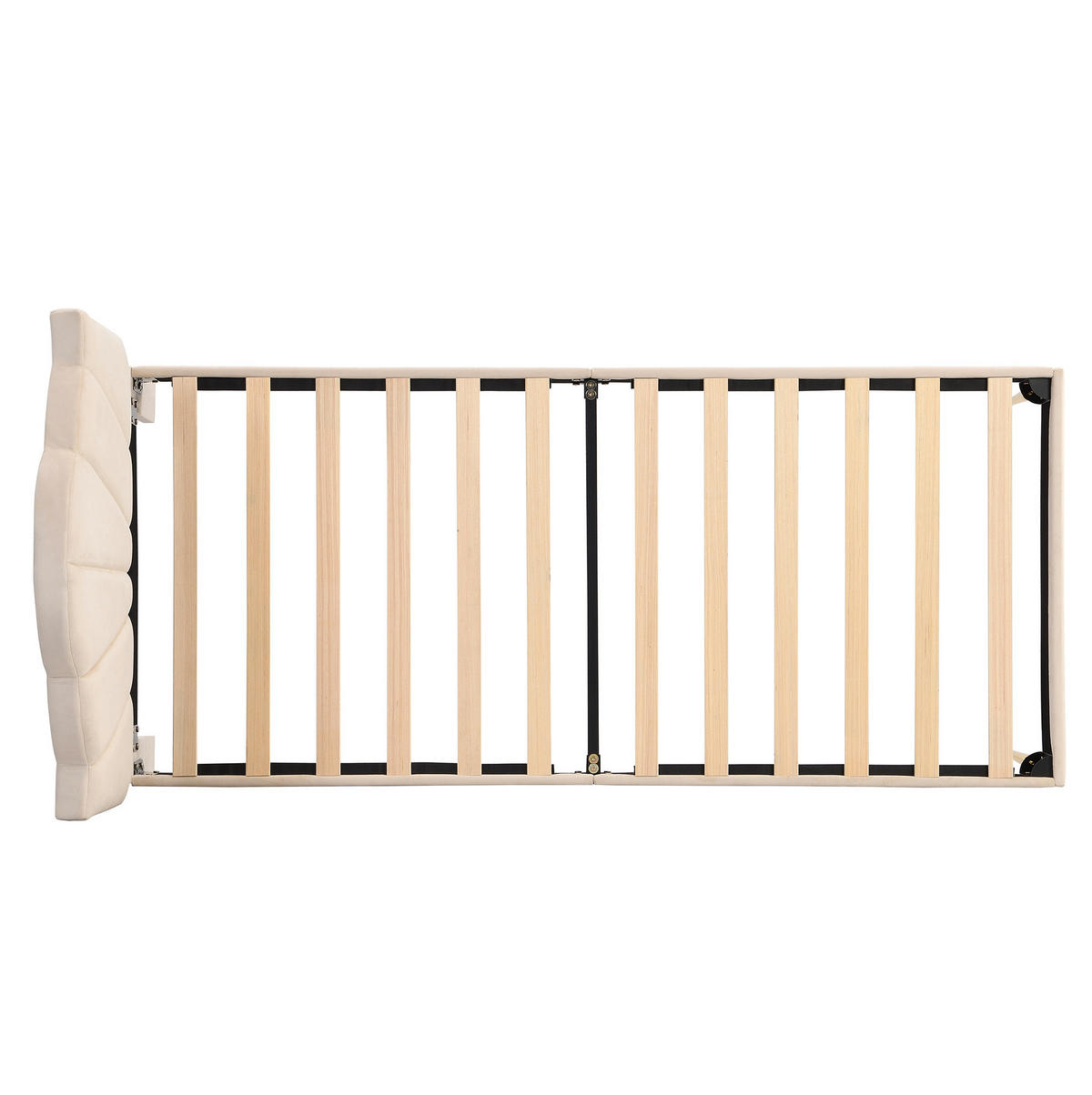 POLSTERBETT aus Samt 90x200 cm in Beige mit verstellbarem Kopfteil - Beige, Textil (90/200cm) - Modfu
