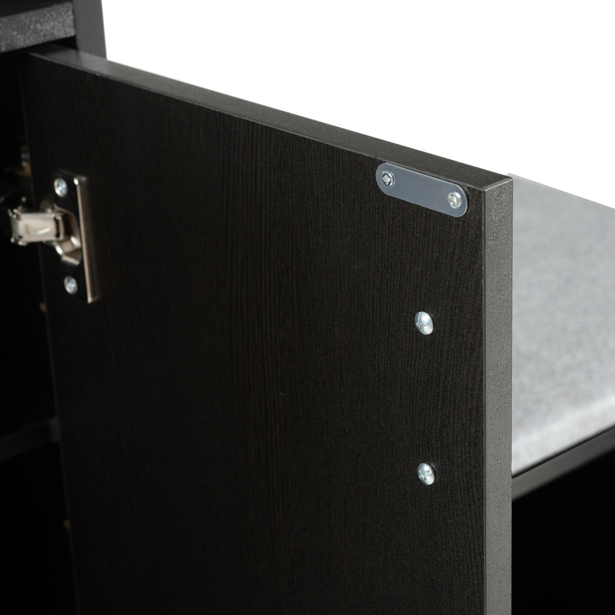 SCHUHSCHRANK aus Spanplatte 120x34x82cm in Schwarz mit Sitzpolster - Schwarz, Holzwerkstoff (120/82/34cm) - Modfu