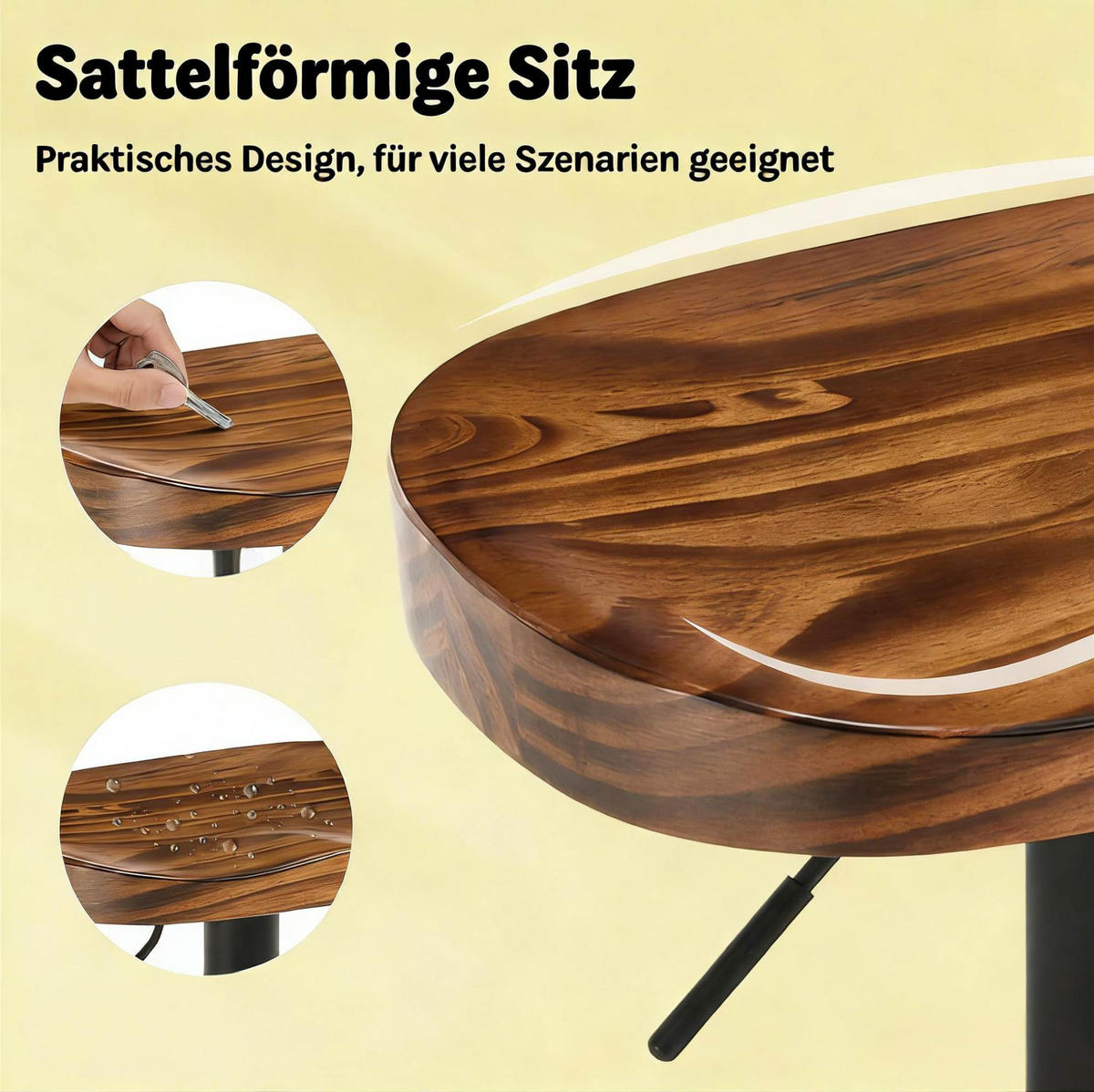 BARHOCKER drehbar höhenverstellbar 41,5 x 31,5 x 60-81 cm Rustik Braun - Braun, Metall (31.5/81/41.51cm) - Meubliv