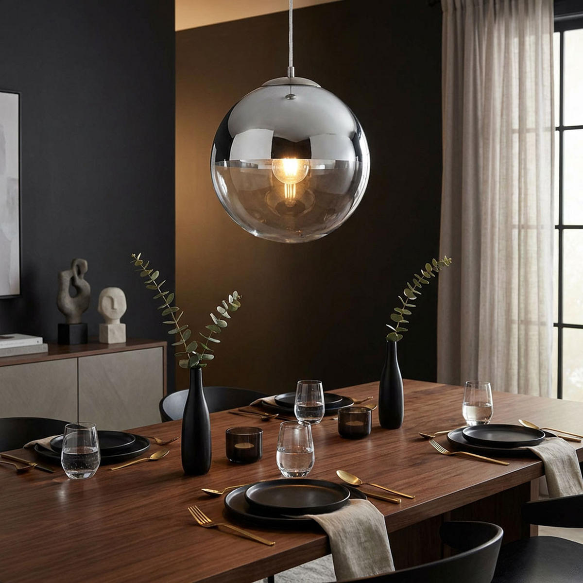 LED HÄNGELEUCHTE VARUS Chrom Silber - Silberfarben, Glas (25/25/120cm) - Globo Lighting