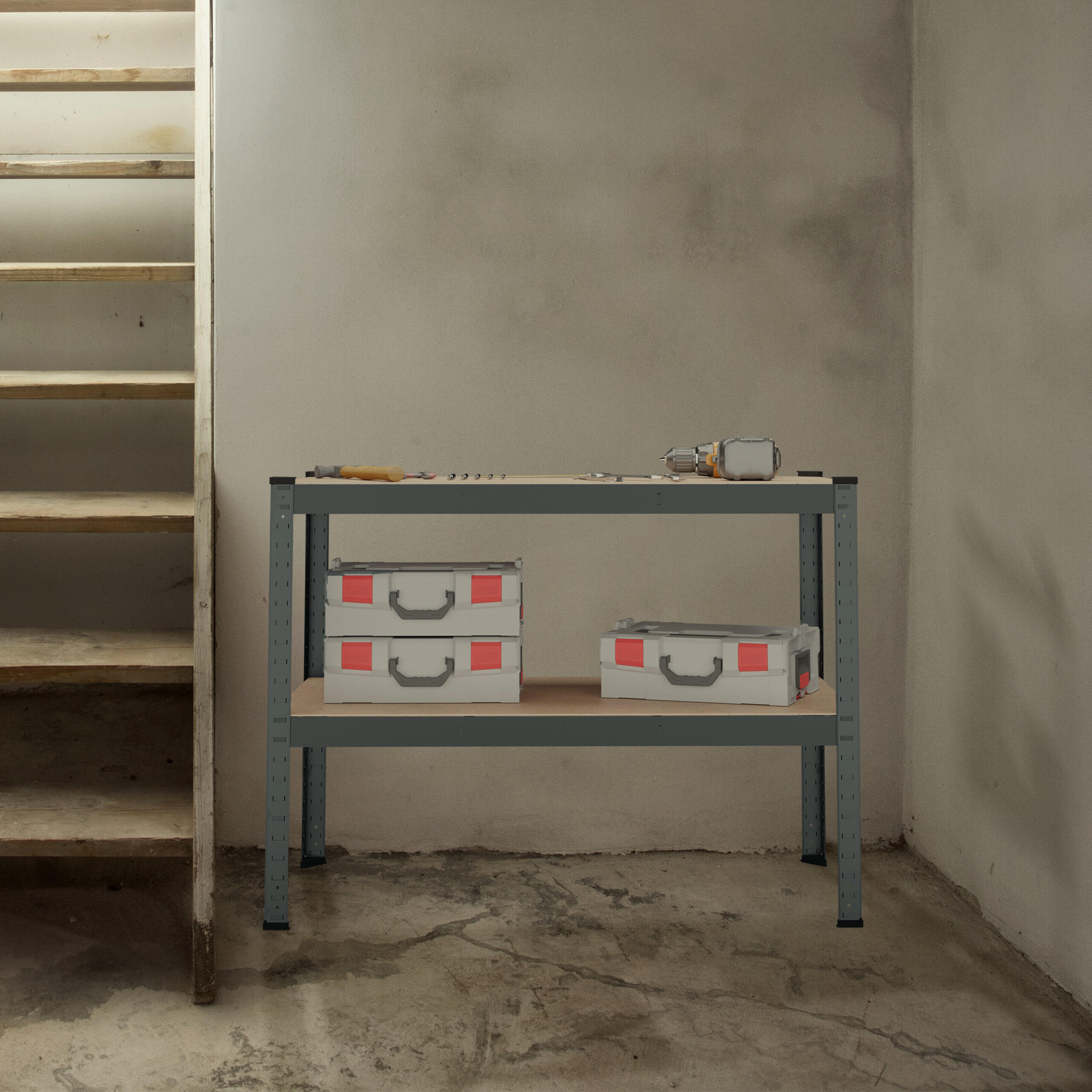 WERKBANK - Multicolor, Holzwerkstoff/Metall (120/90/60cm) - Relaxdays