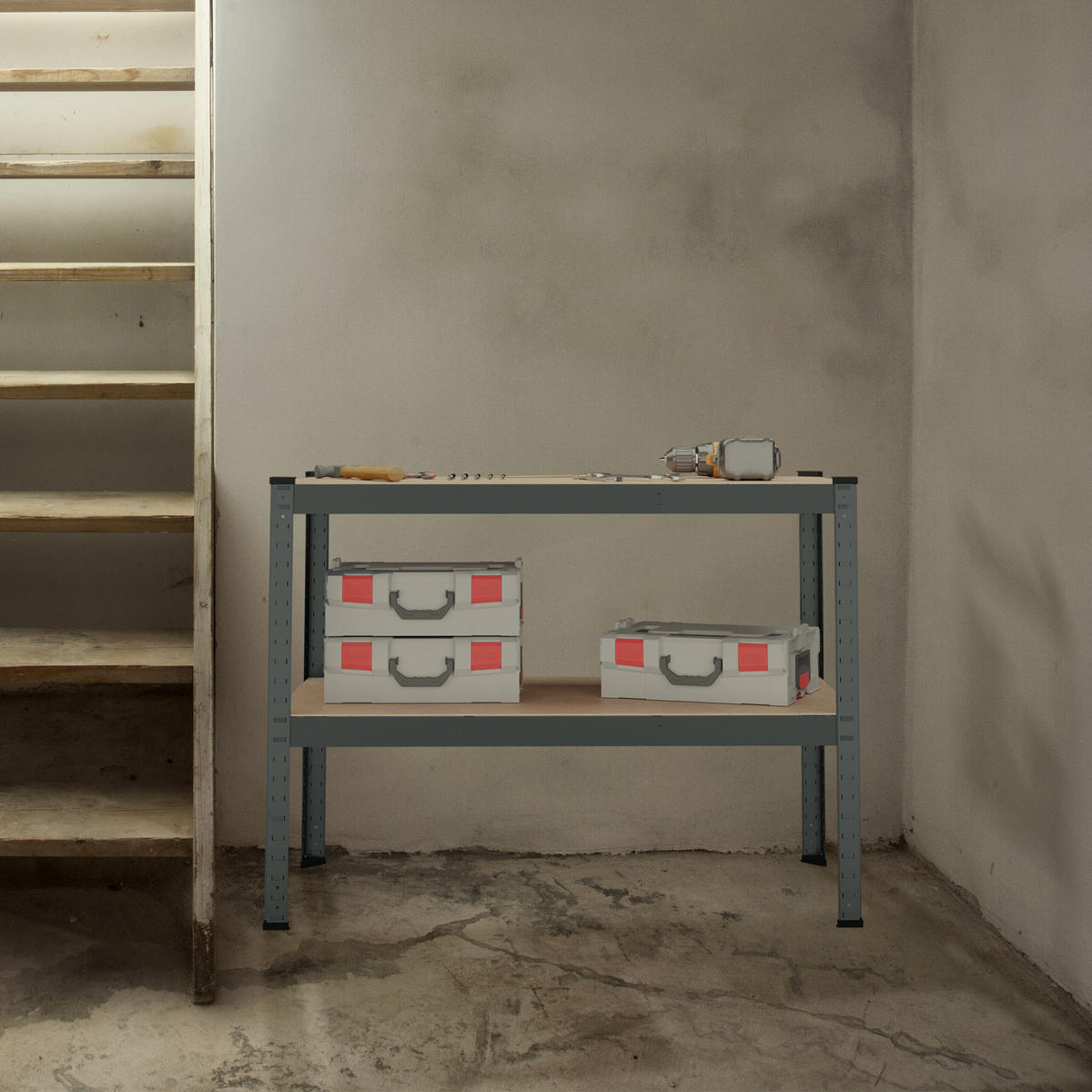 WERKBANK - Multicolor, Holzwerkstoff/Metall (120/90/60cm) - Relaxdays
