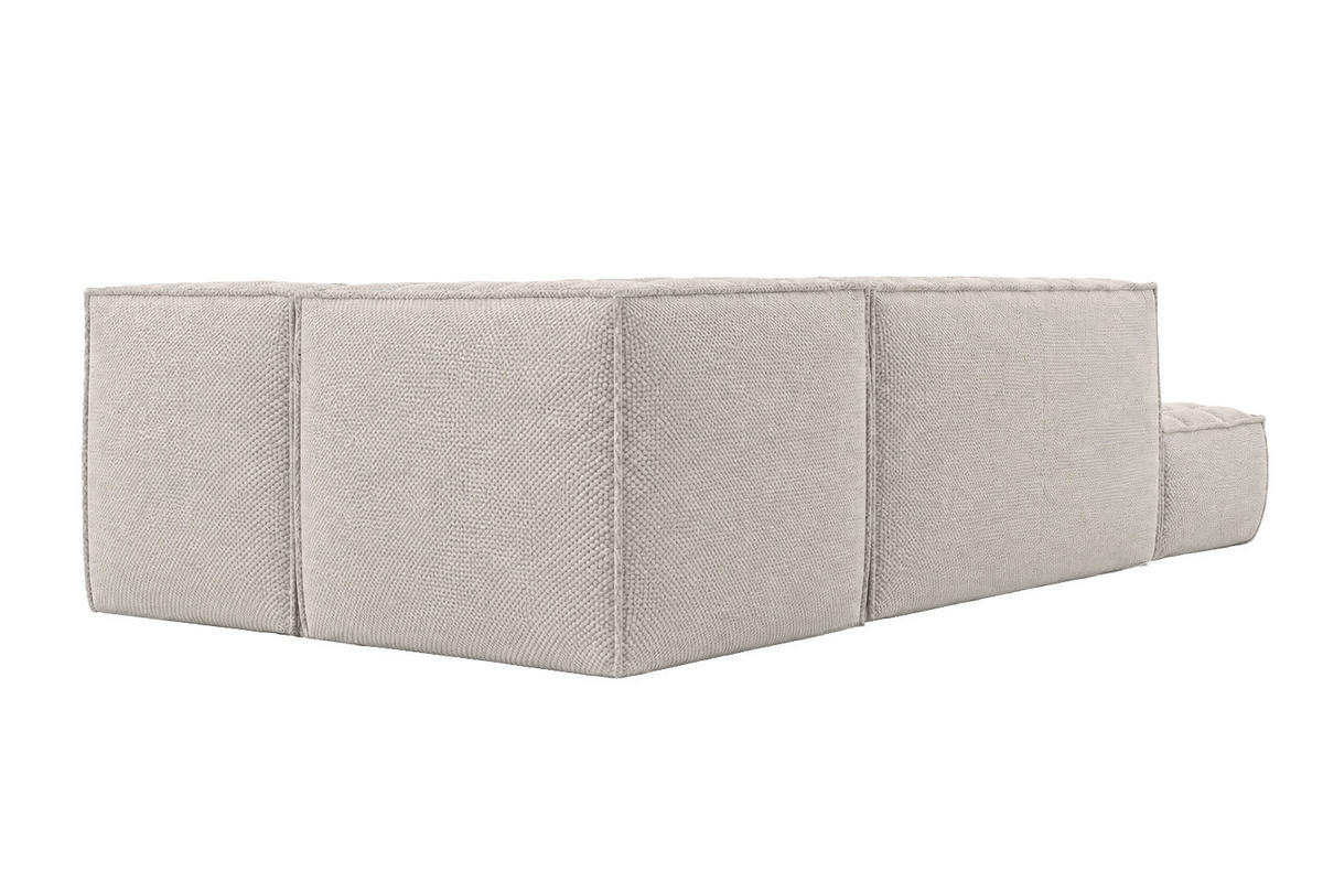 ROHOVÁ SEDAČKA modulární ve tvaru L s taburetem, plyšová tkanina Pop, Béžová, Levá strana, LAZY L s taburetem - béžová, dřevo (333/173cm) - Kaiser Möbel