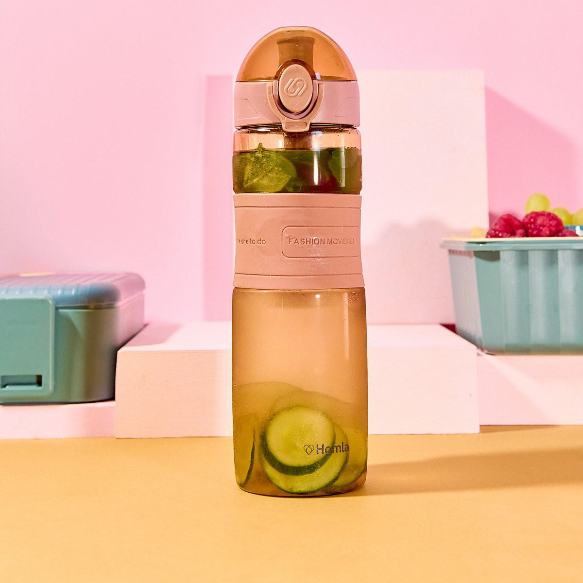 FLASCHE Poppie rosa 600 ml - Pink, Kunststoff (0.6L) - Homla
