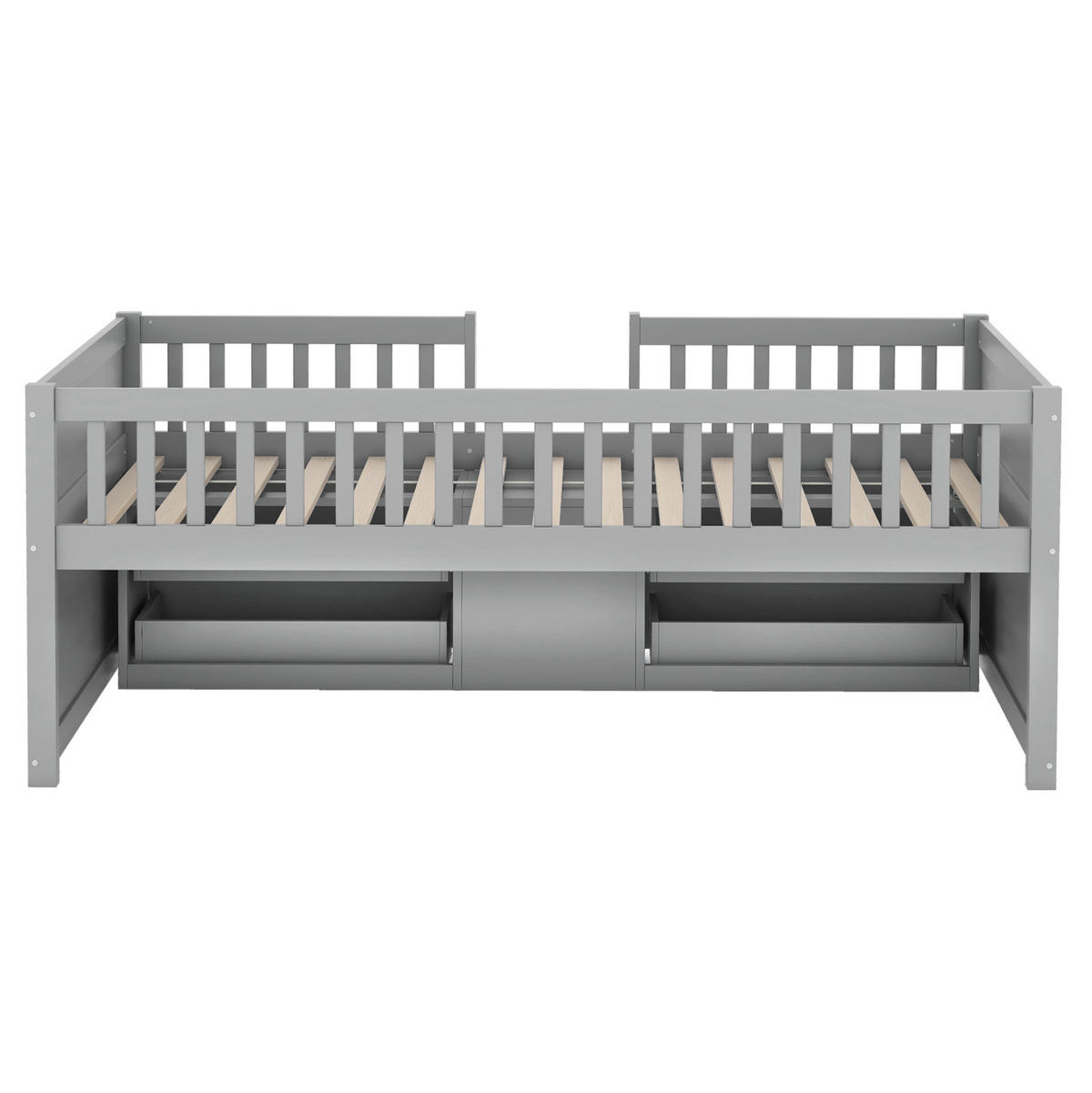 BETT halbhoch mit 4 Schubladen 90x200 cm Kiefernholz Grau - Grau, Holzwerkstoff (90/200cm) - Beauniv