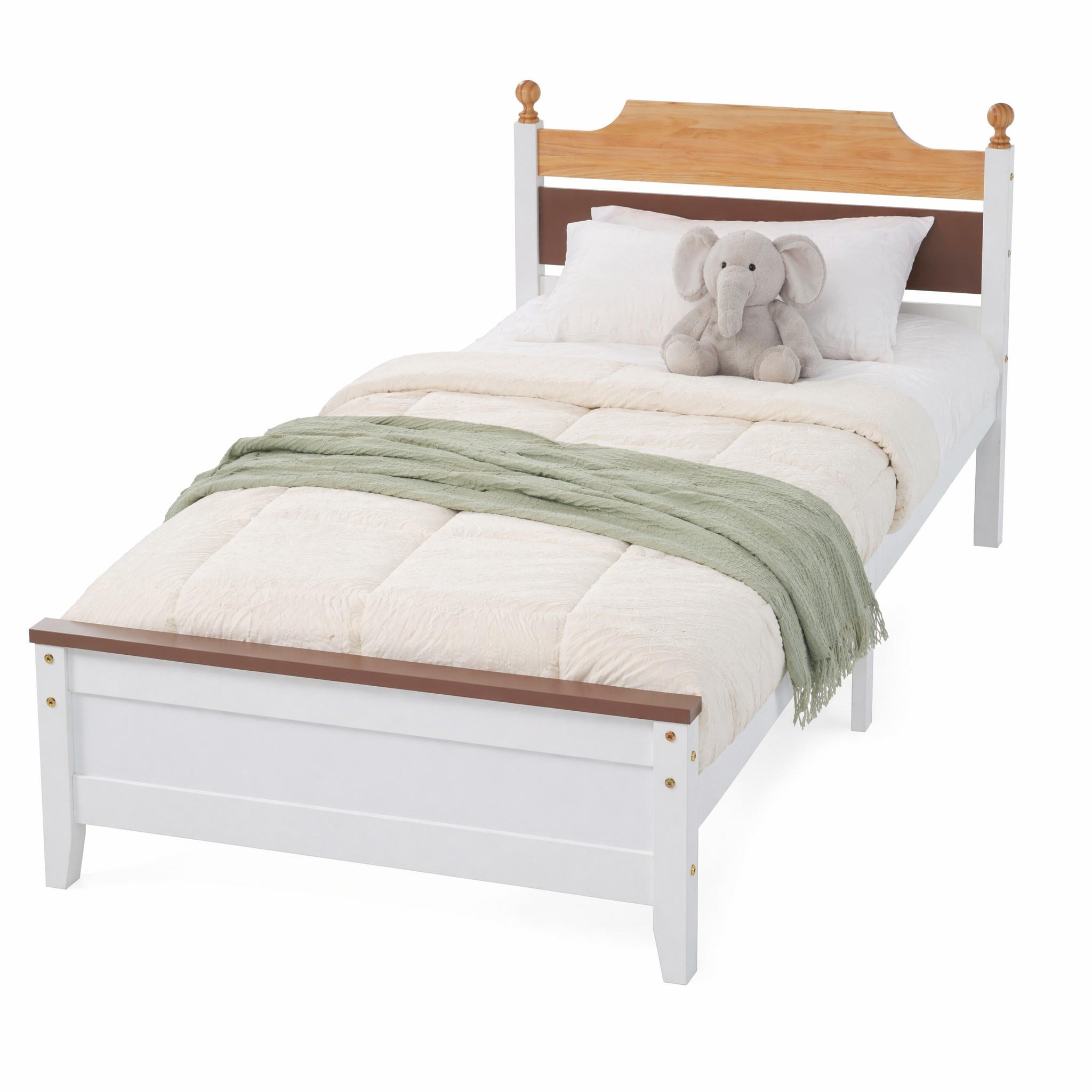 BETT 90/200 cm in Weiß Jugendbett aus Kiefernholz und MDF im Farbblock-Design - Weiß, Holzwerkstoff (90/200cm) - STILVORA